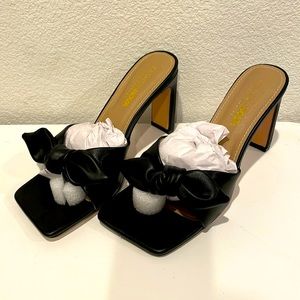 Fashion Nova Mariebelle Bryanna Bow Heels Black size 6.5 NWT